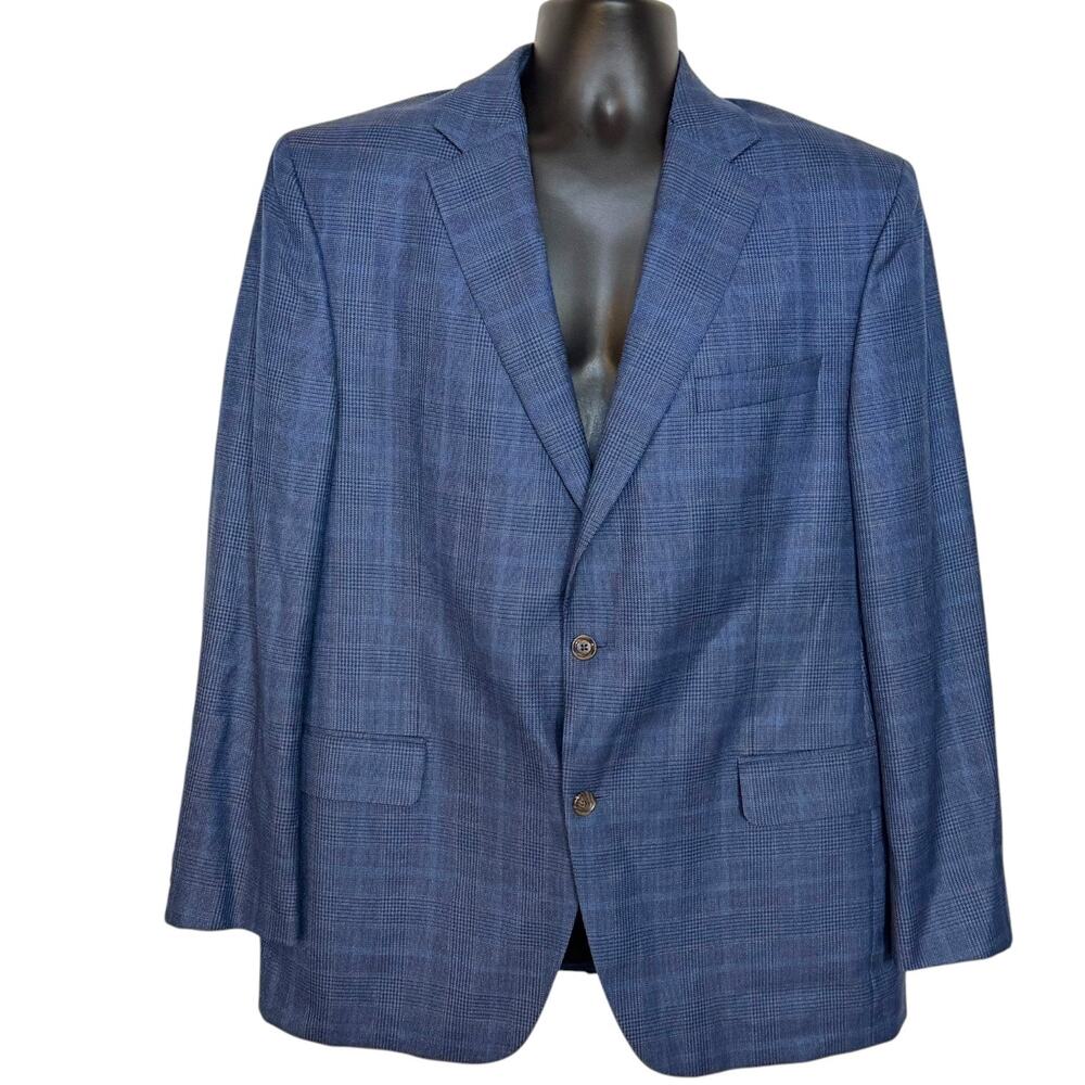 Cremieux Collection Loro Piana Italian Fabric 48R Blue Plaid Sport Coat Blazer